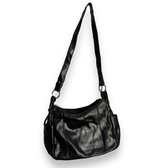 Madison Studio Leather Shoulder Bag Women's Black Pockets Retro Lined Zip - Picture 2 of 15
